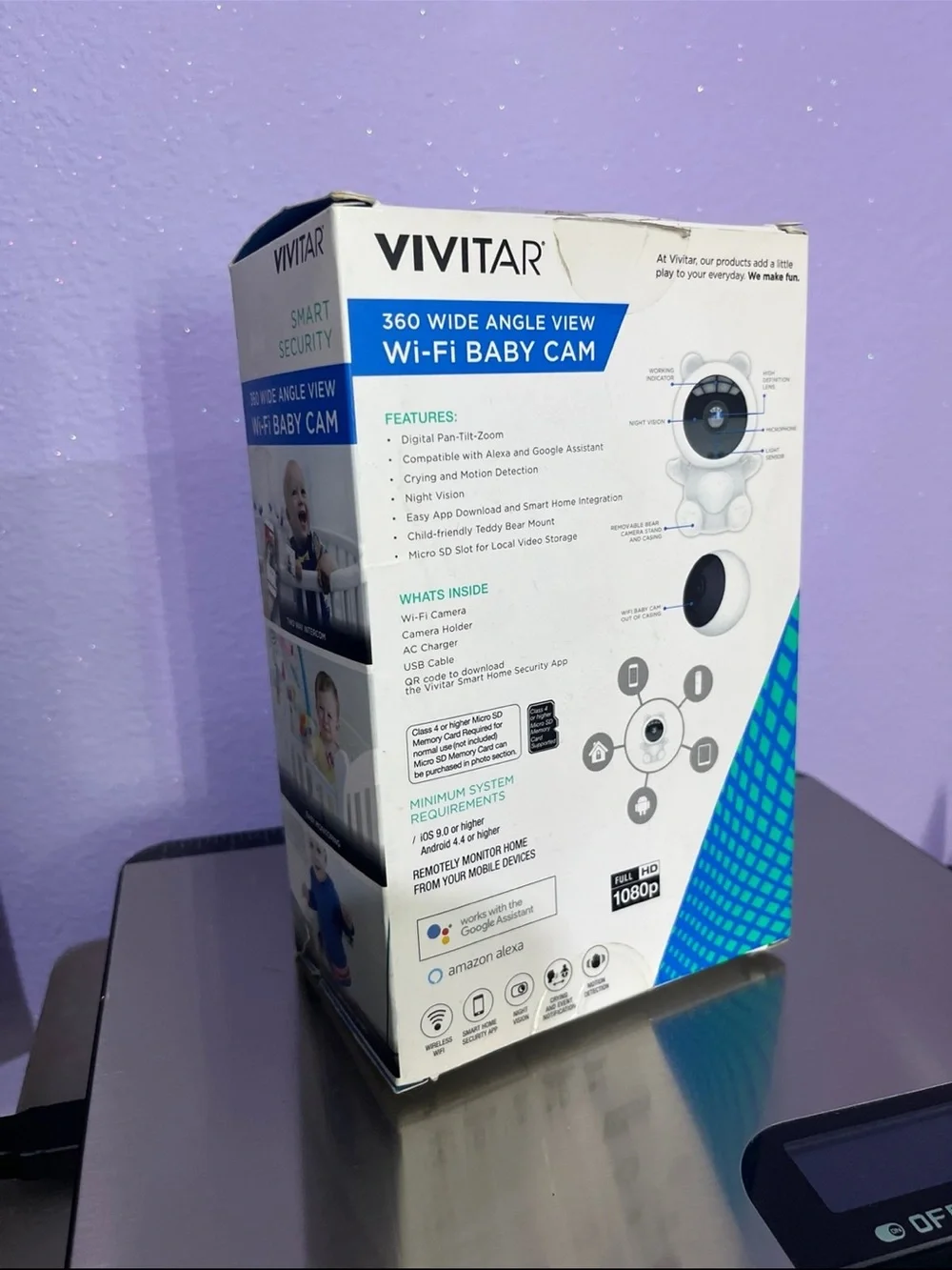 Vivitar Wi‑Fi Baby Cam 360 Wide Angle View - White